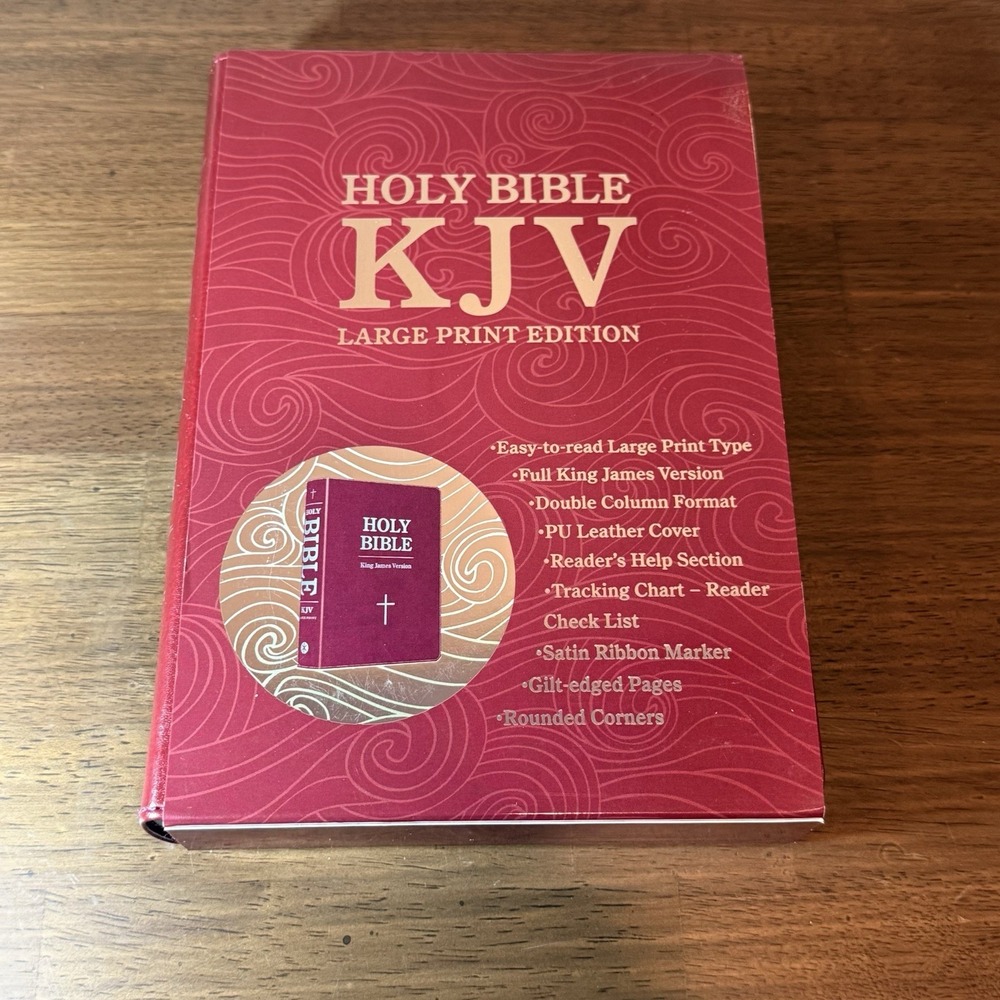 KJV Holy Bible Large Print King James Version PU Leather Gilt Edge Burgundy